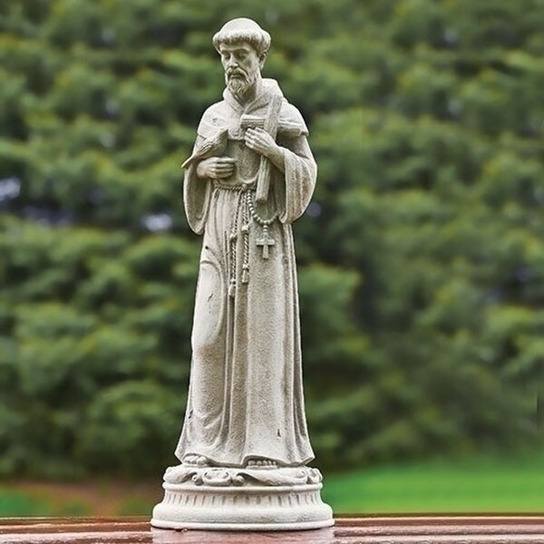 Classic Saint Francis with Dove and Cross Statue Religious Statuary